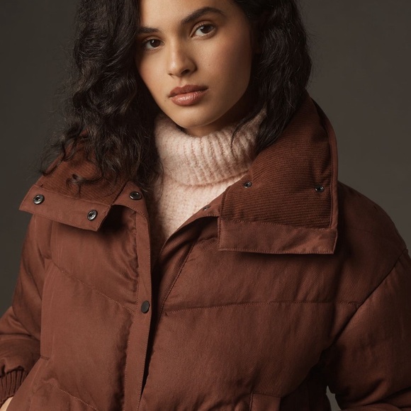 Anthropologie Pilcro Exaggerated Collar Cropped Puffer Jacket - Picture 2 of 11